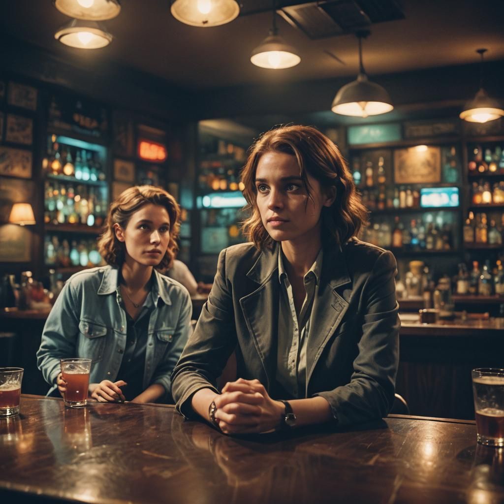 Cinematic Bar Date Film Still in 35mm