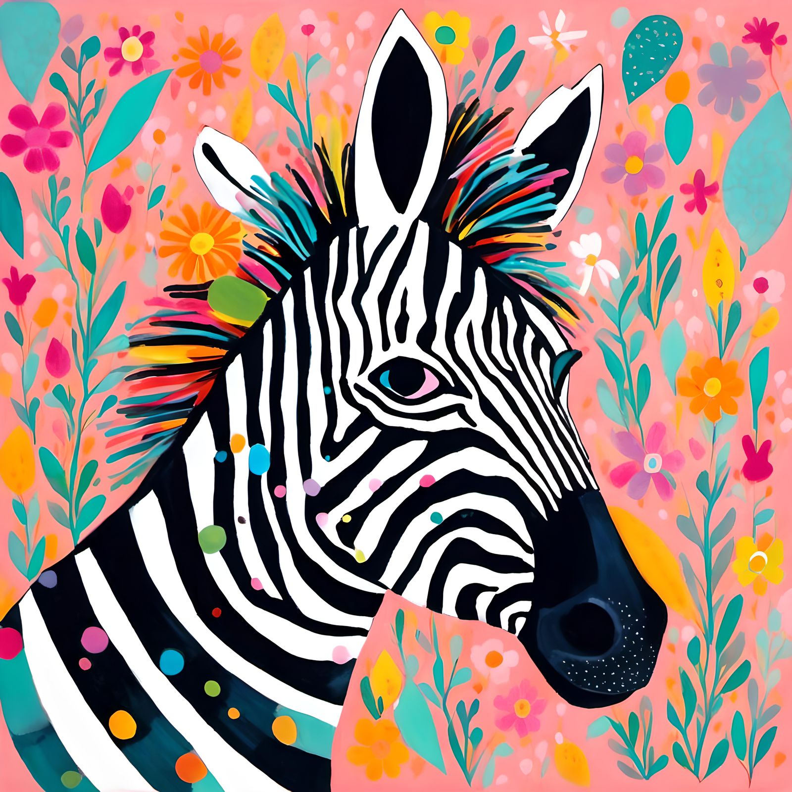 Whimsical Autumn Zebra Portrait