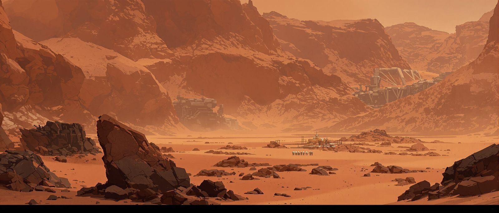 Martian Quarry in Sci-Fi Concept Art Style