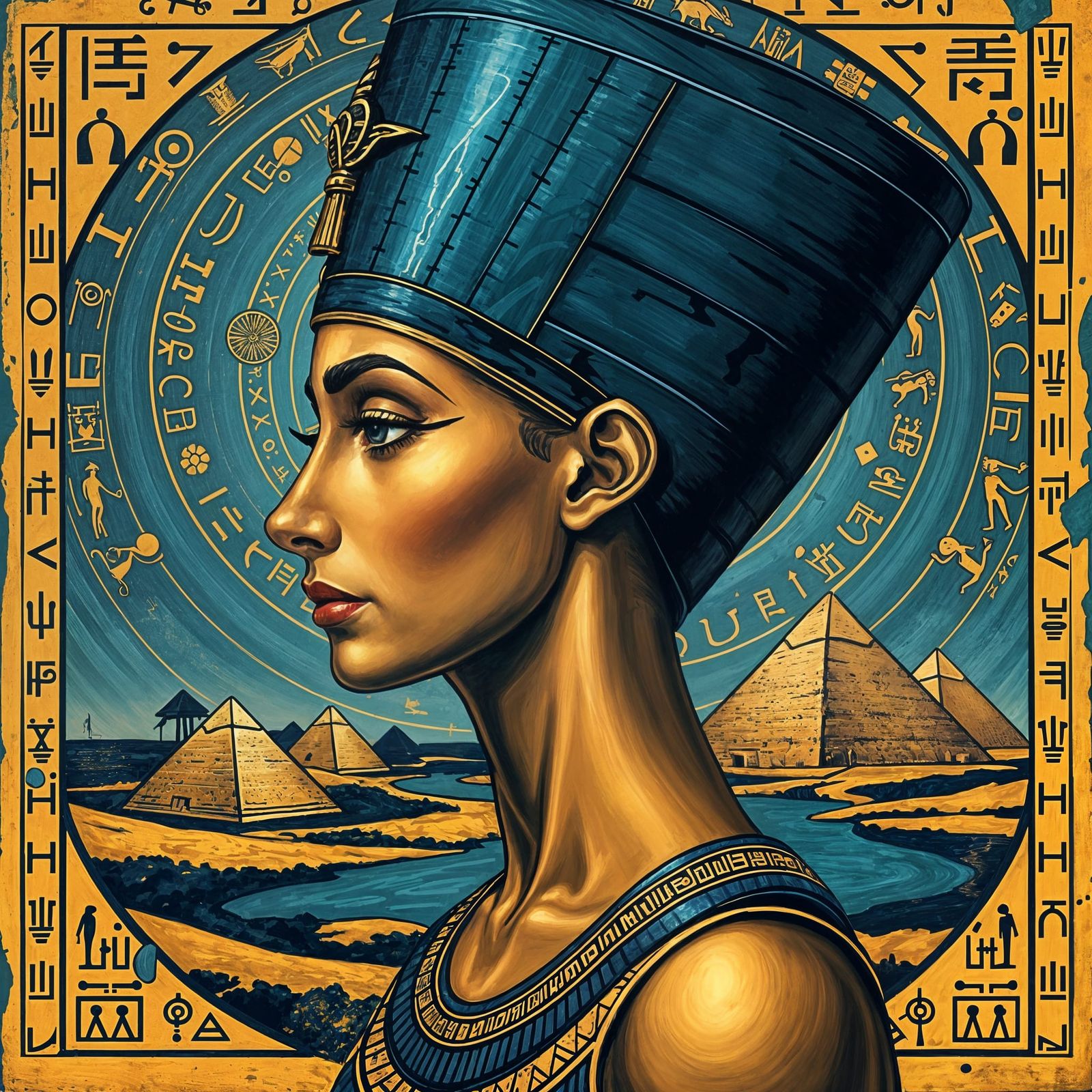 Queen Nefertiti in Art Deco Style
