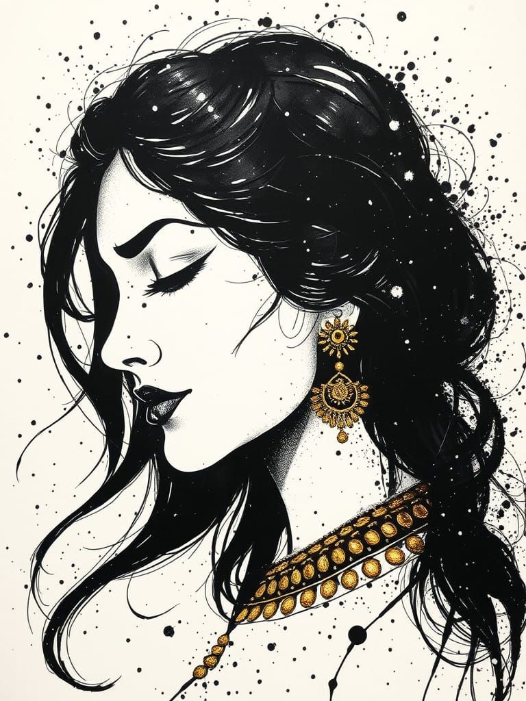 Elegance whispers through ink and gold