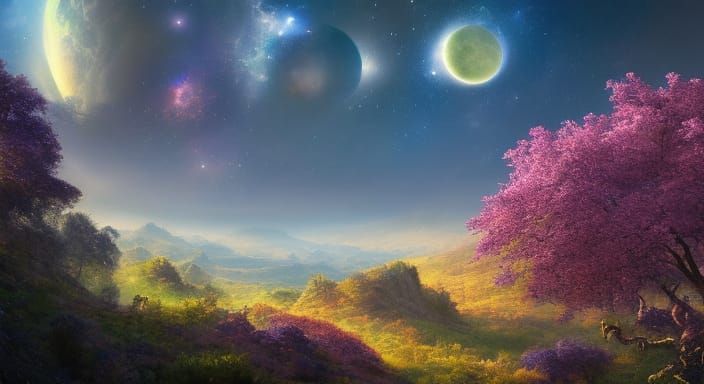 Spectacular Ringed Planet with Moons: Digital Art