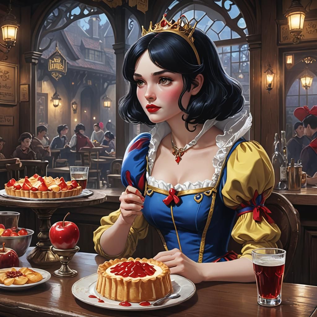 Snow White at The Poisoned Apple Bar: 3D Anime Art