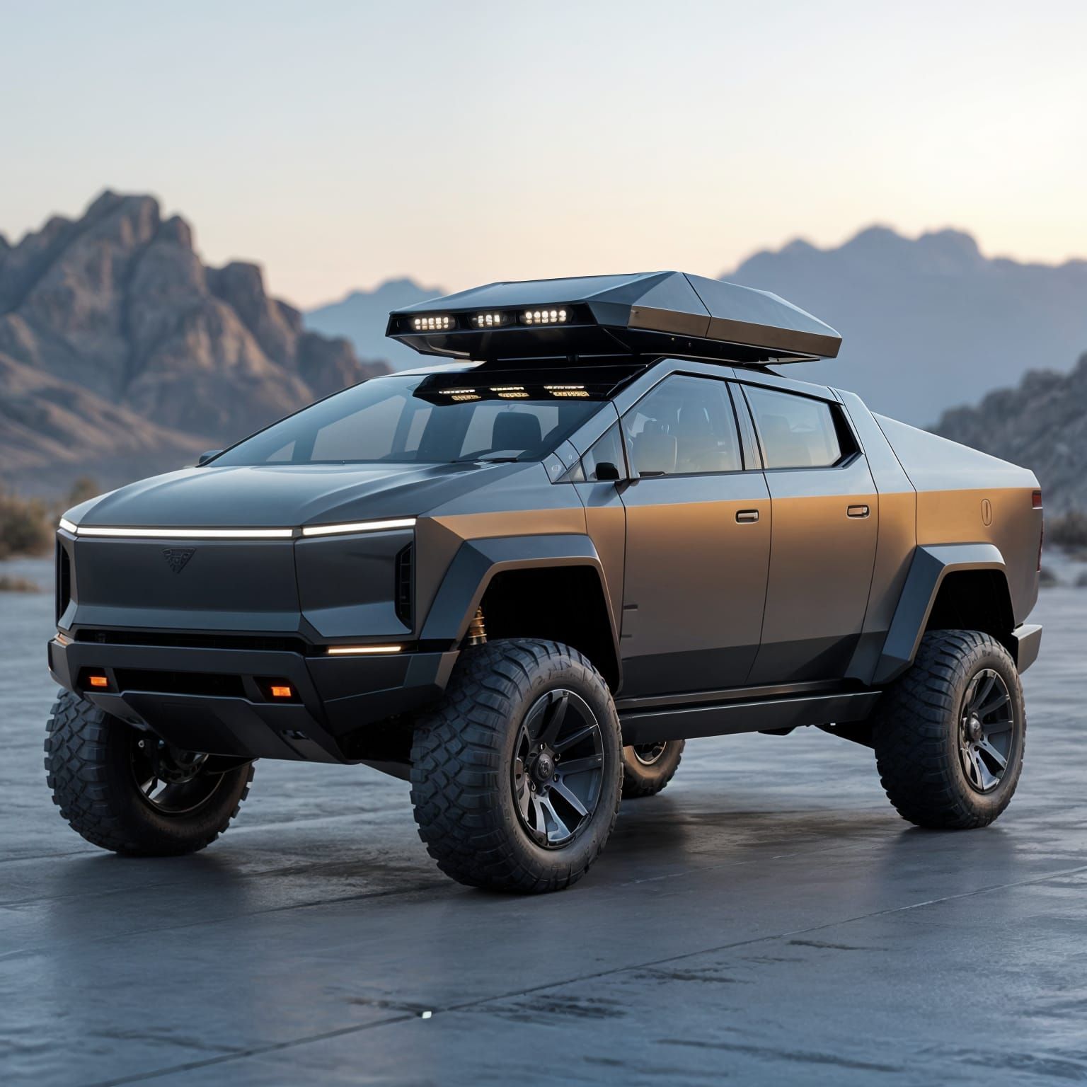 Armored Cybertruck with Satellite Communications Array