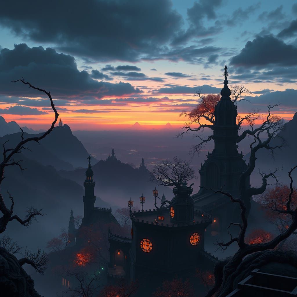 Ethereal Dusk in a Fantastical Realm