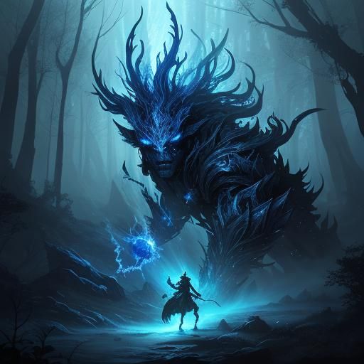 Epic Magic Battle in Mystical Forest