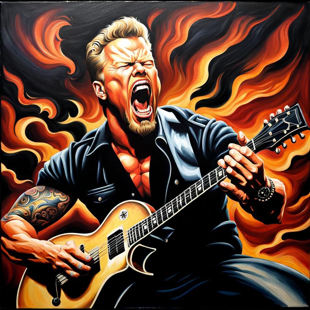 Painting of James Hetfield's flying fingers