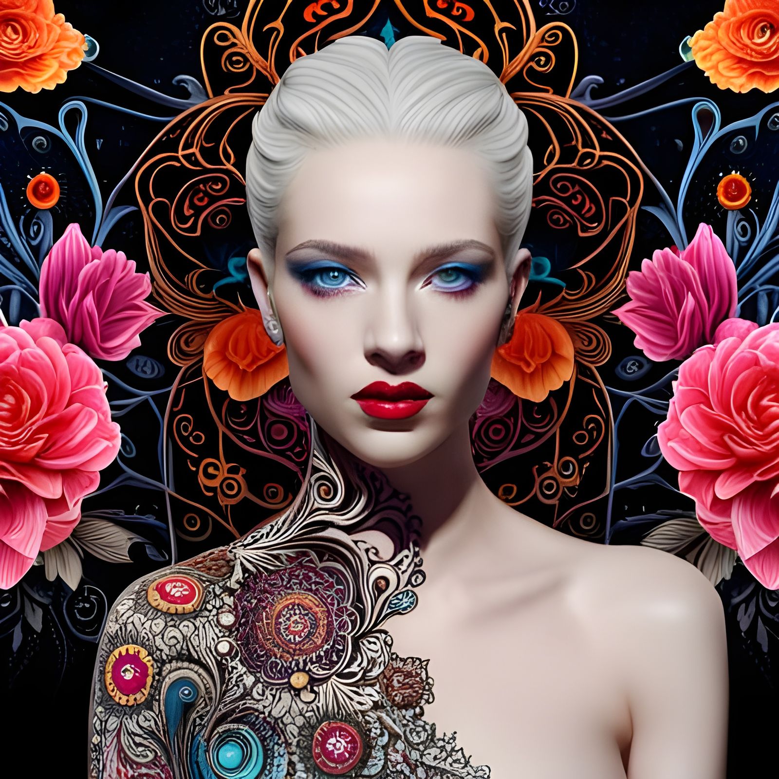 Albino Goddess Mandelbrot Visualization in Psychedelic Art