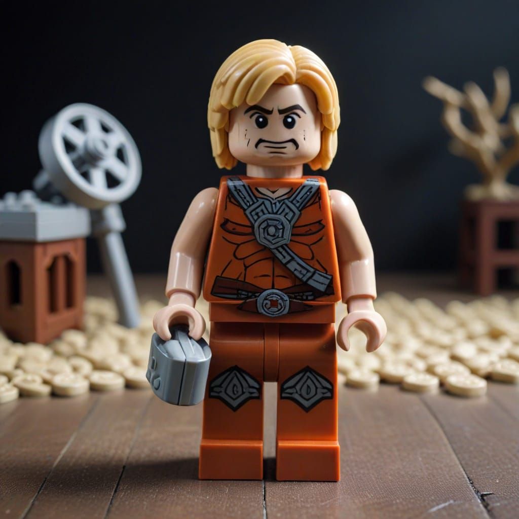 He-Man Lego Figure as Old Hollywood Star