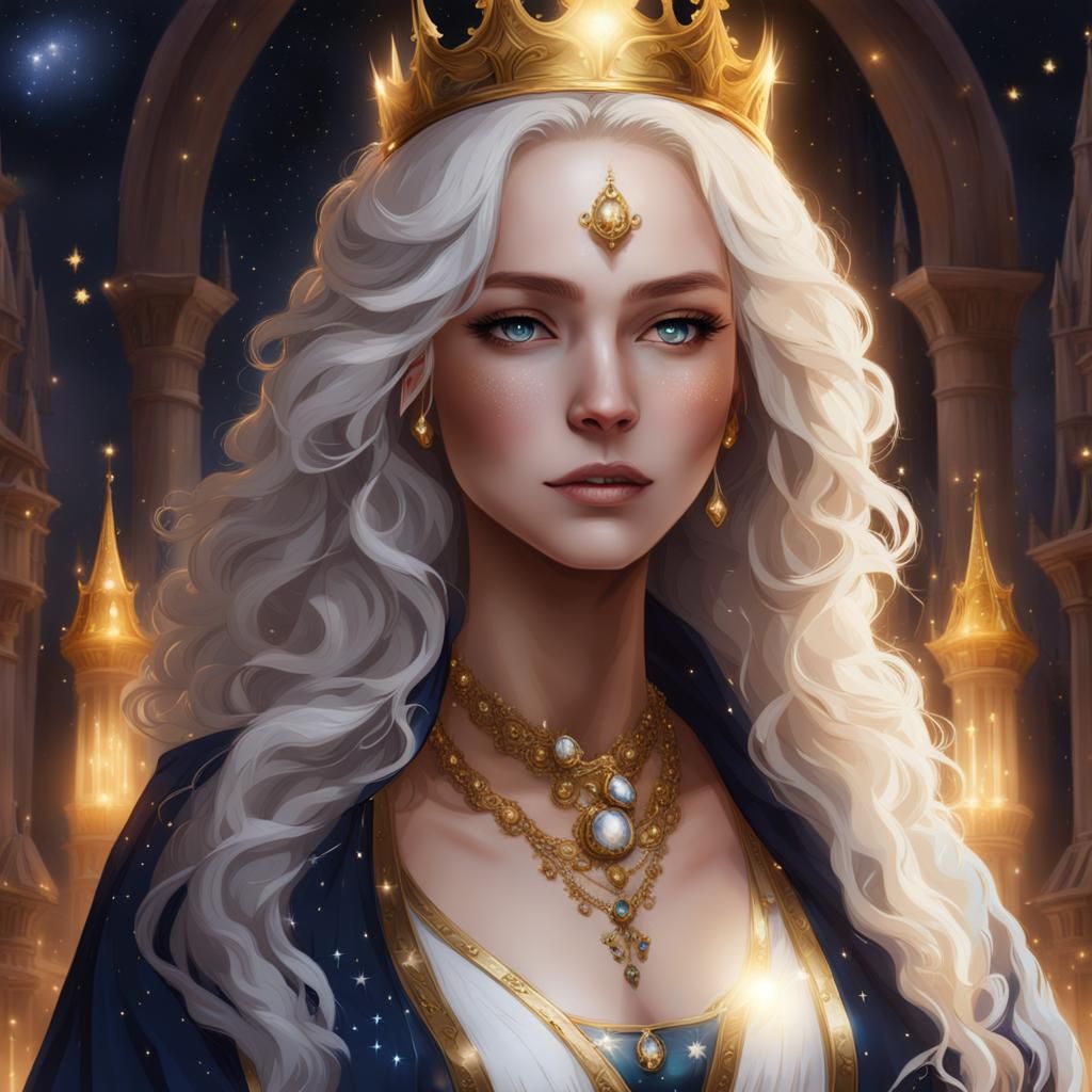 Enchanted Princess Portrait with Starry Crown