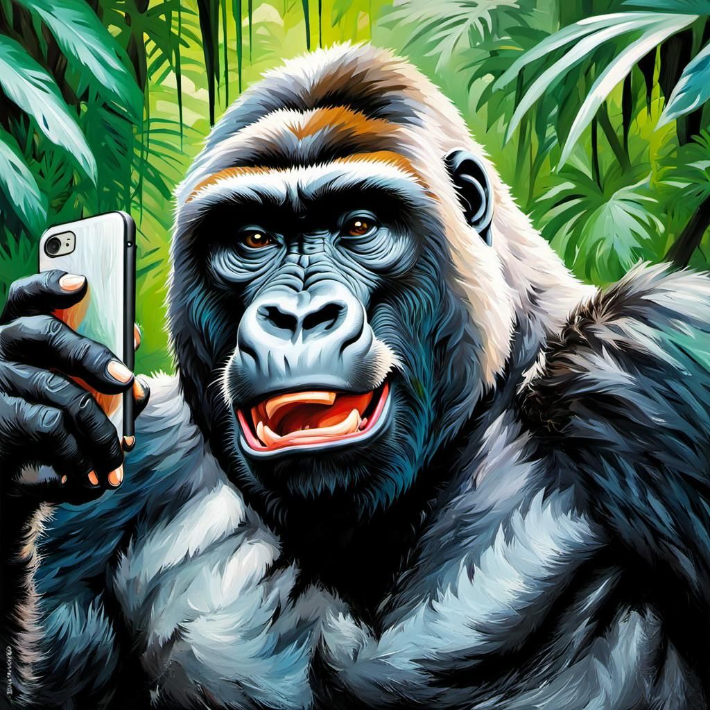 Gorilla taking selfie
