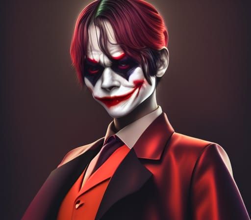 Hyperrealistic Joker Portrait in Digital Painting Style