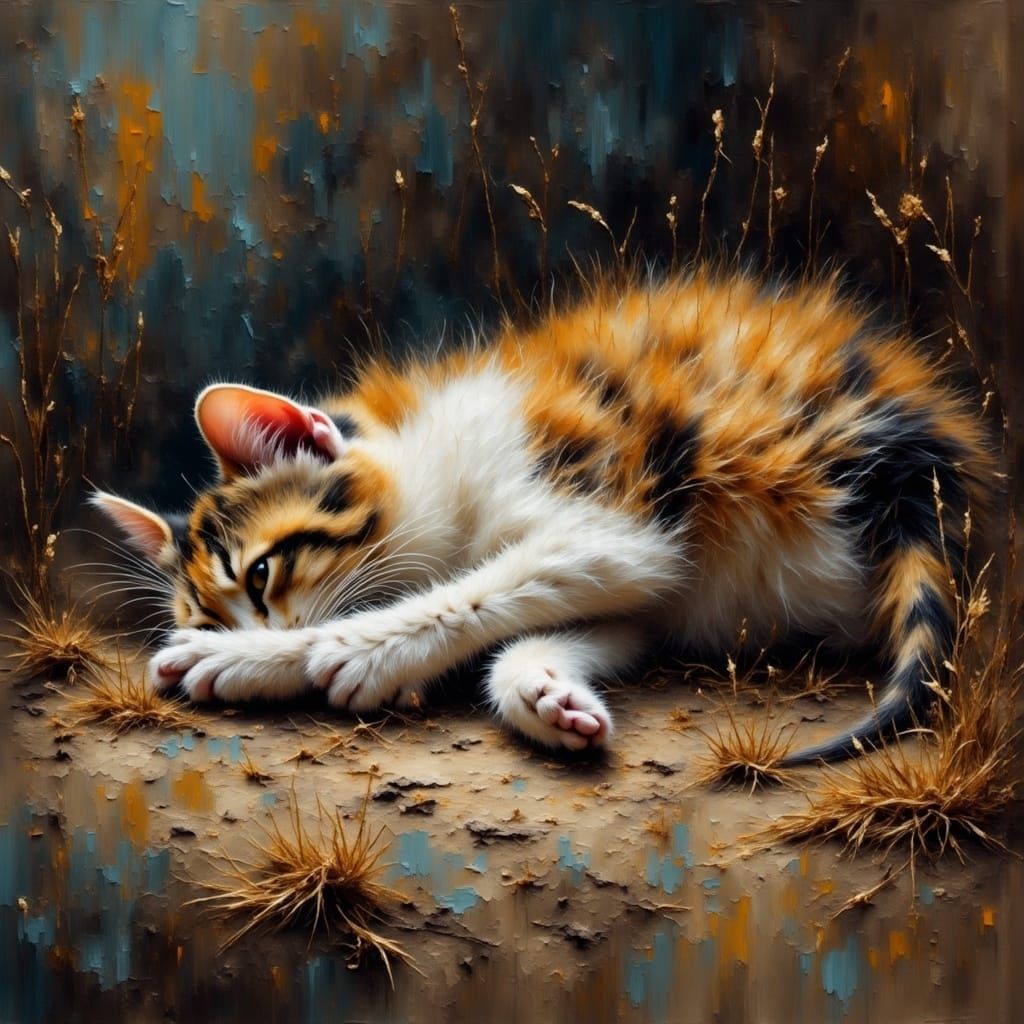 Grunge Alley Cat Slumber