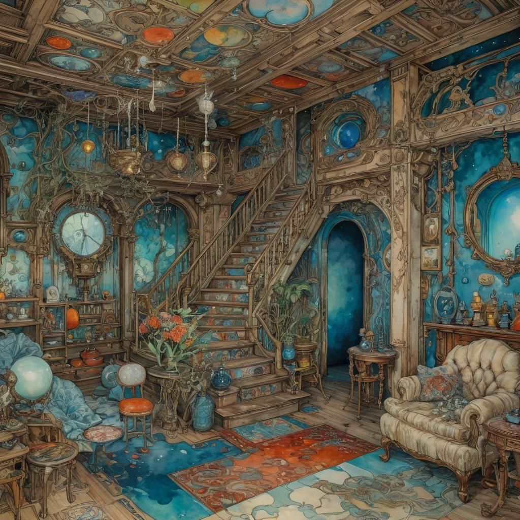 Detailed Basement Apartment in Mixed Media Style