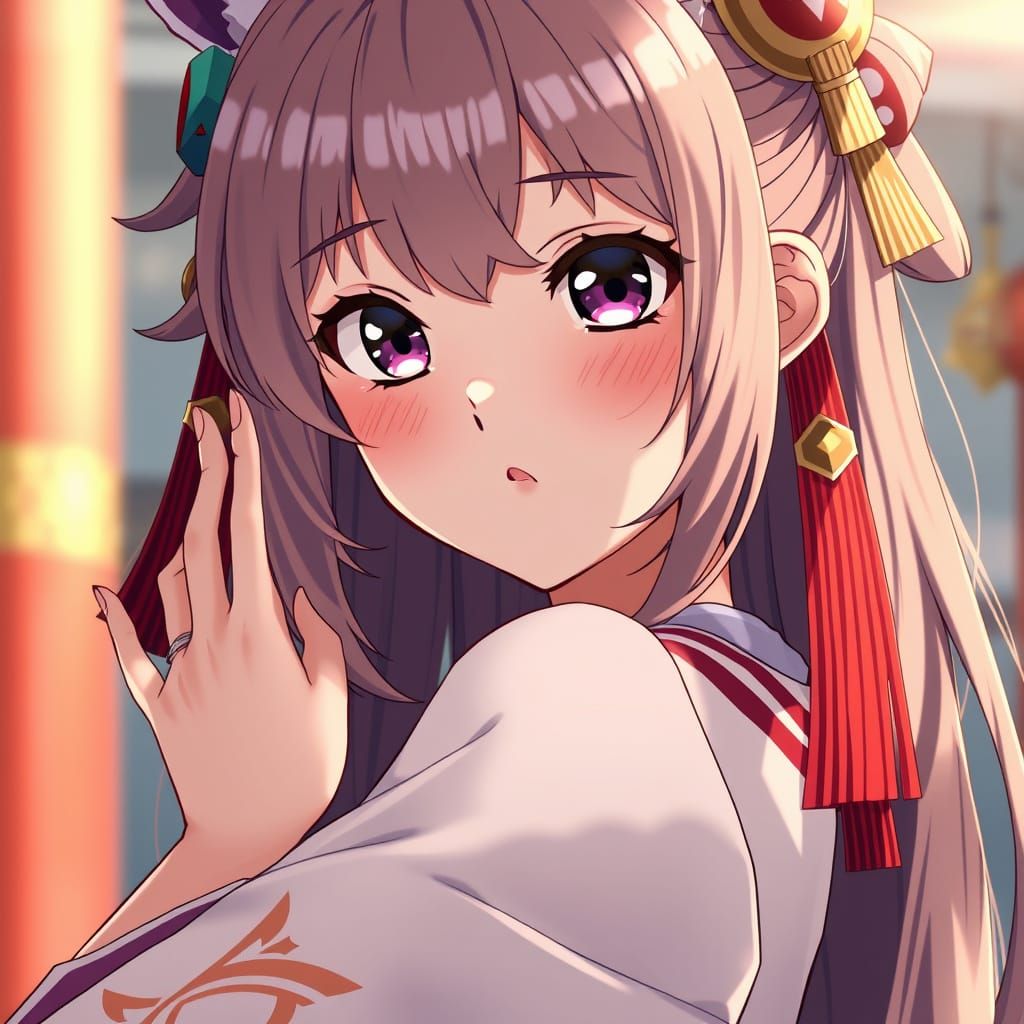 Yae Miko Portrait in 3D Anime Style