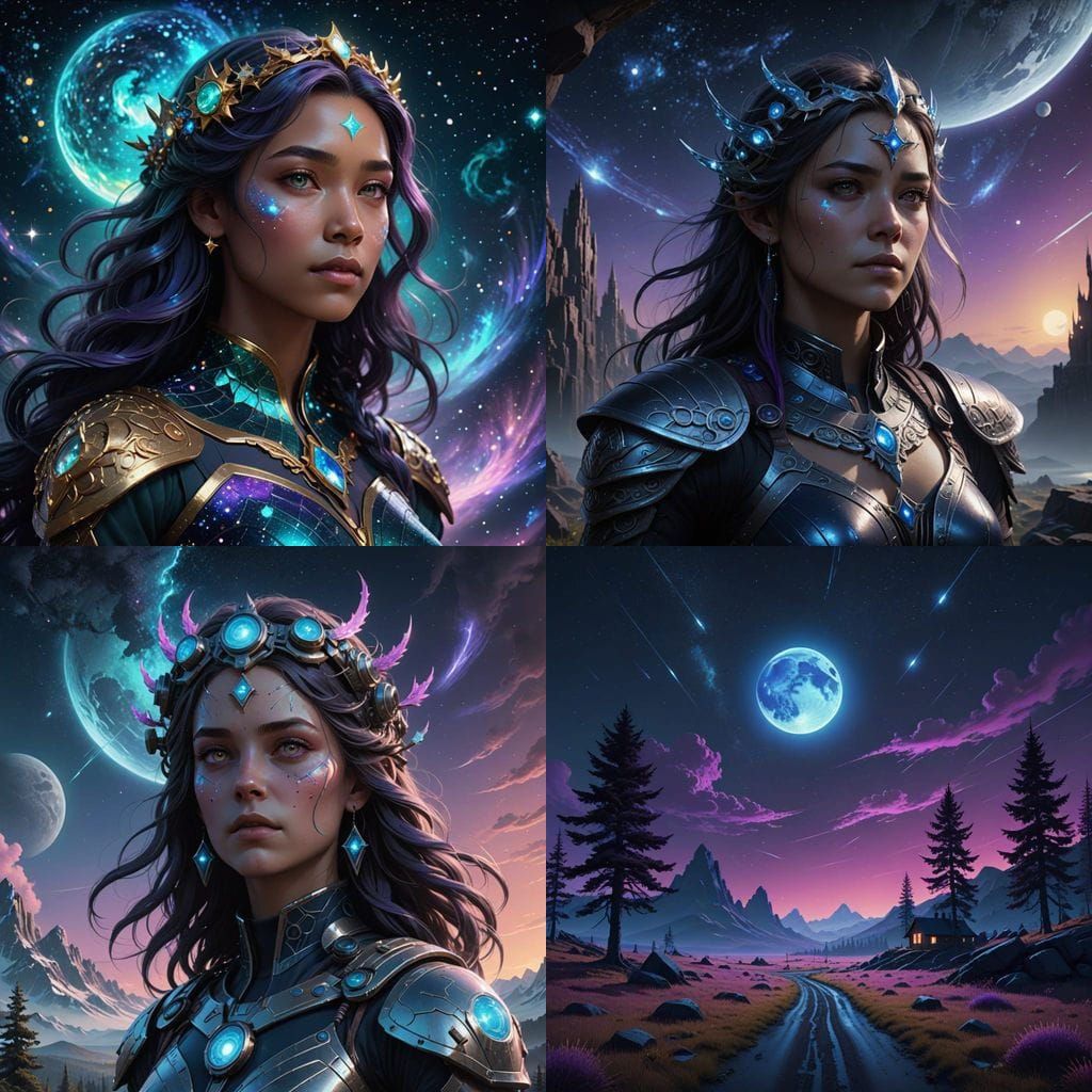 Celestial Goddess Radiates in Silver Moonlight