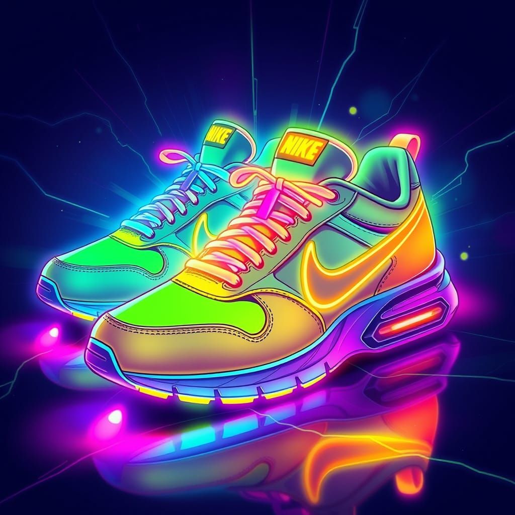 Neon Nike Sneakers in Futuristic Style
