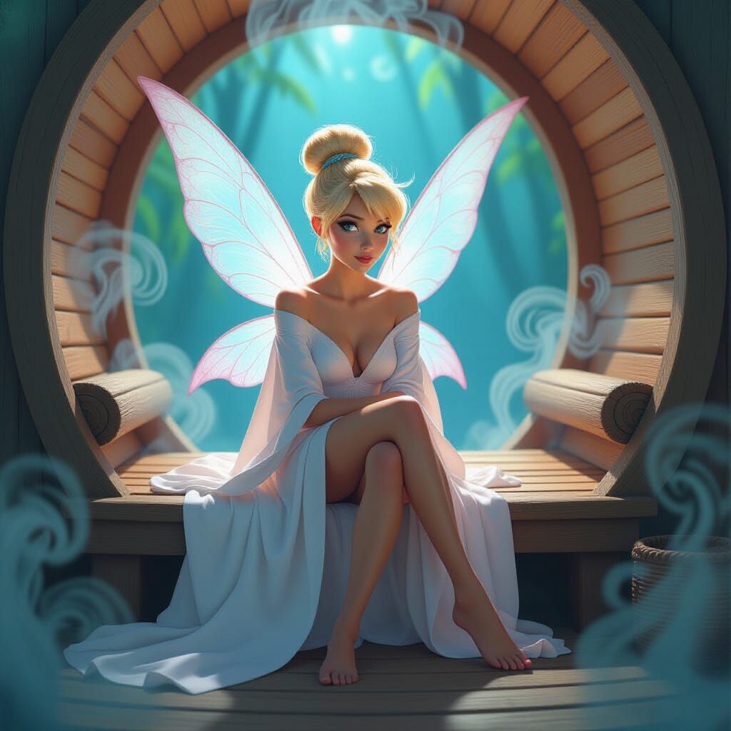 Tinker Bell in Mystical Sauna: Matte Painting in 8K