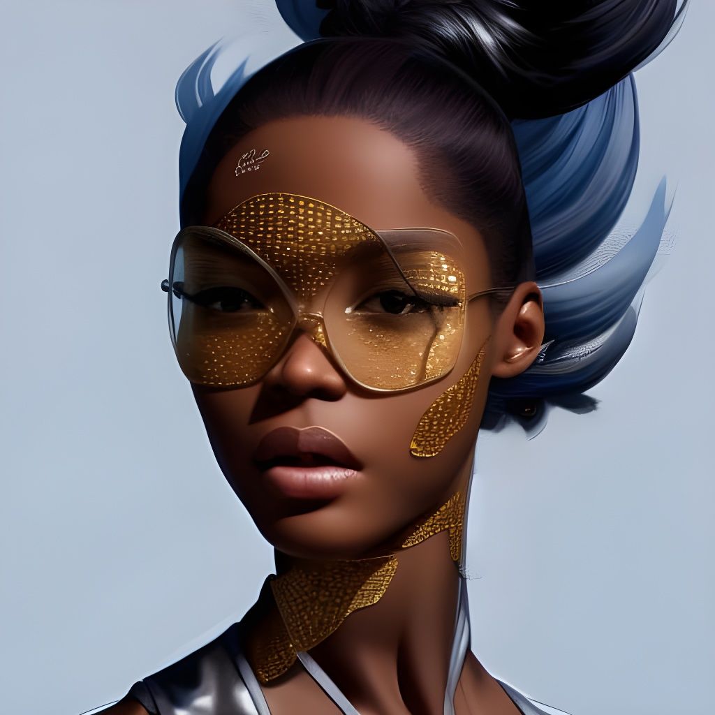 Hyperrealistic Black Barbie Portrait in Digital Art Style