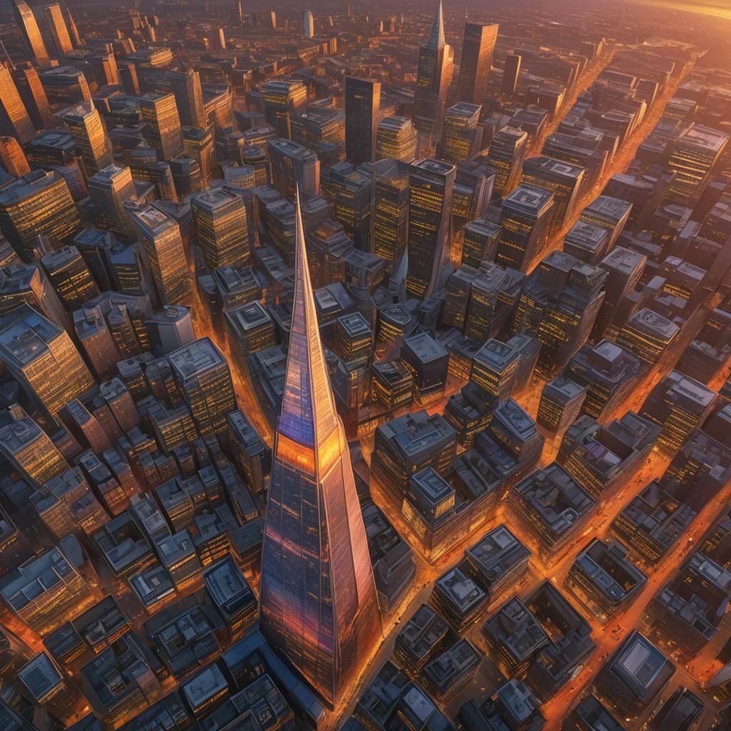 London Shard Sunset: Detailed Matte Painting