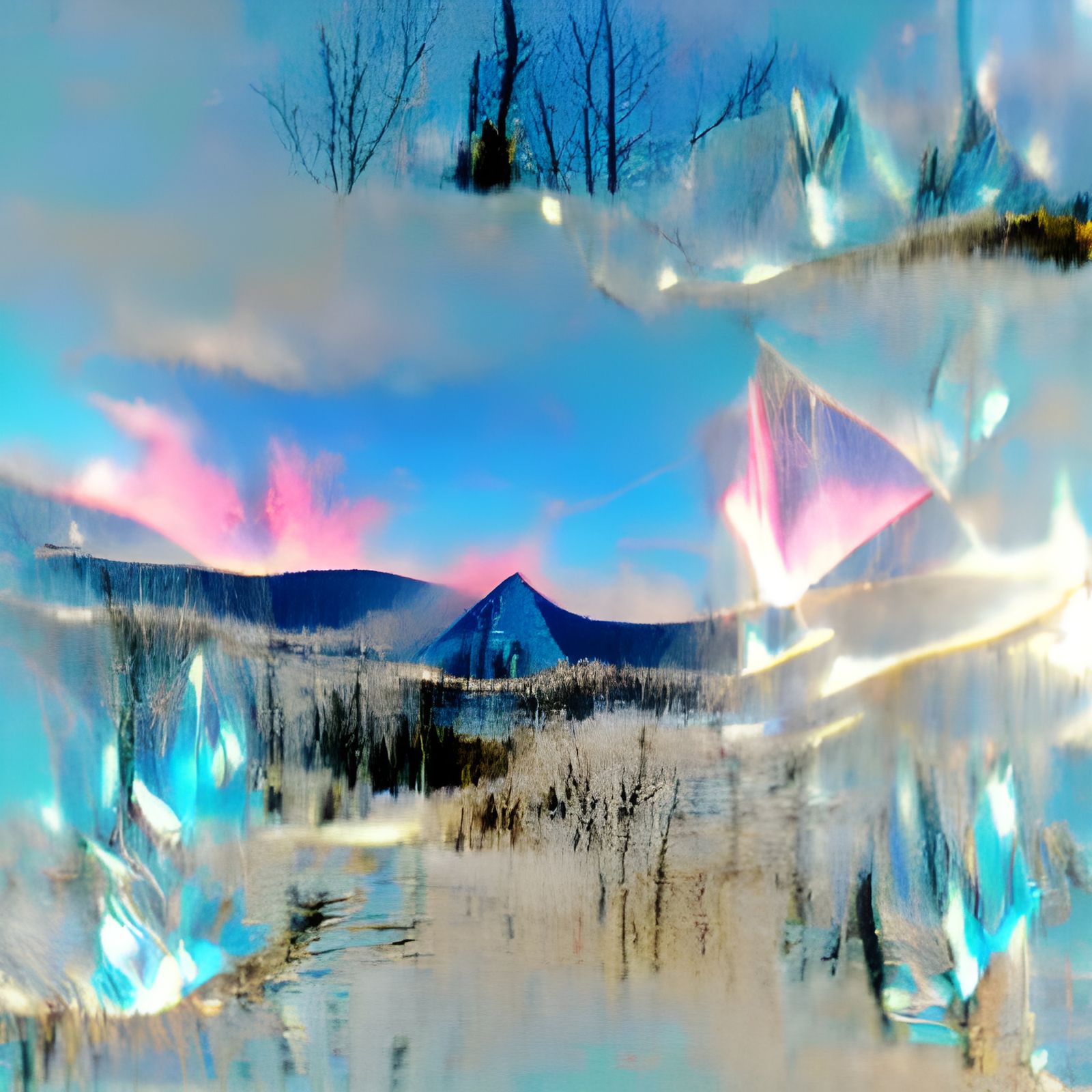 Arctic Crystals Reflecting Sky: A Visual Symphony
