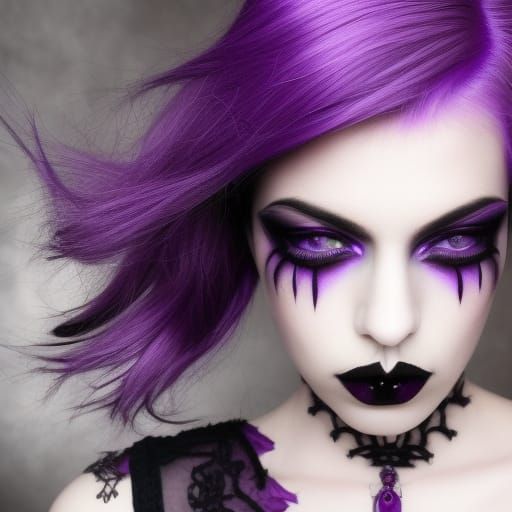 Ethereal Gothic Young lady with purple hair