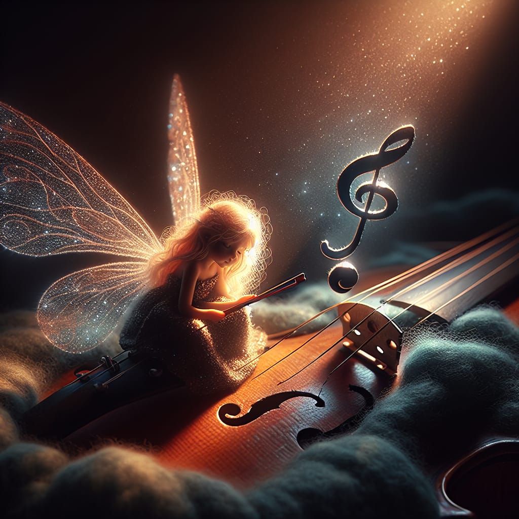 Fairy with Treble Clef: Hyperrealistic Oil Painting