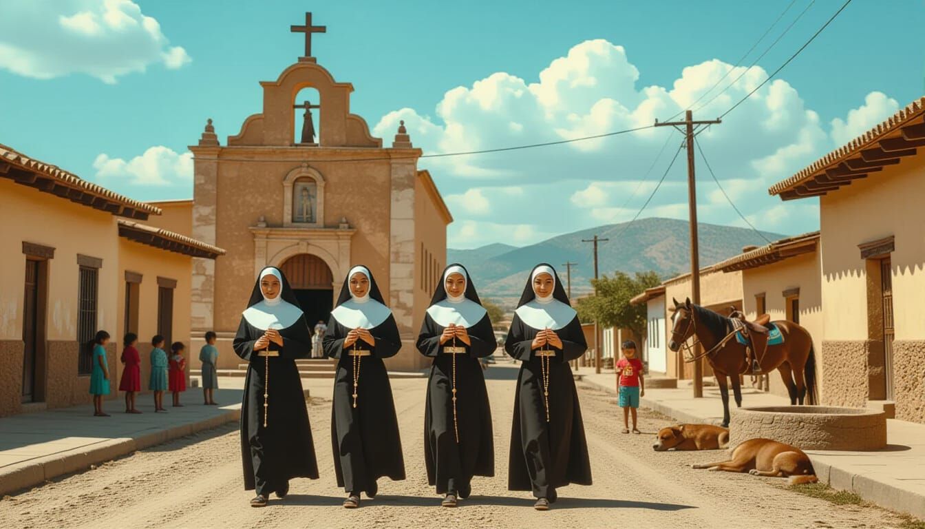 Nuns Walking on a Mexican Street
