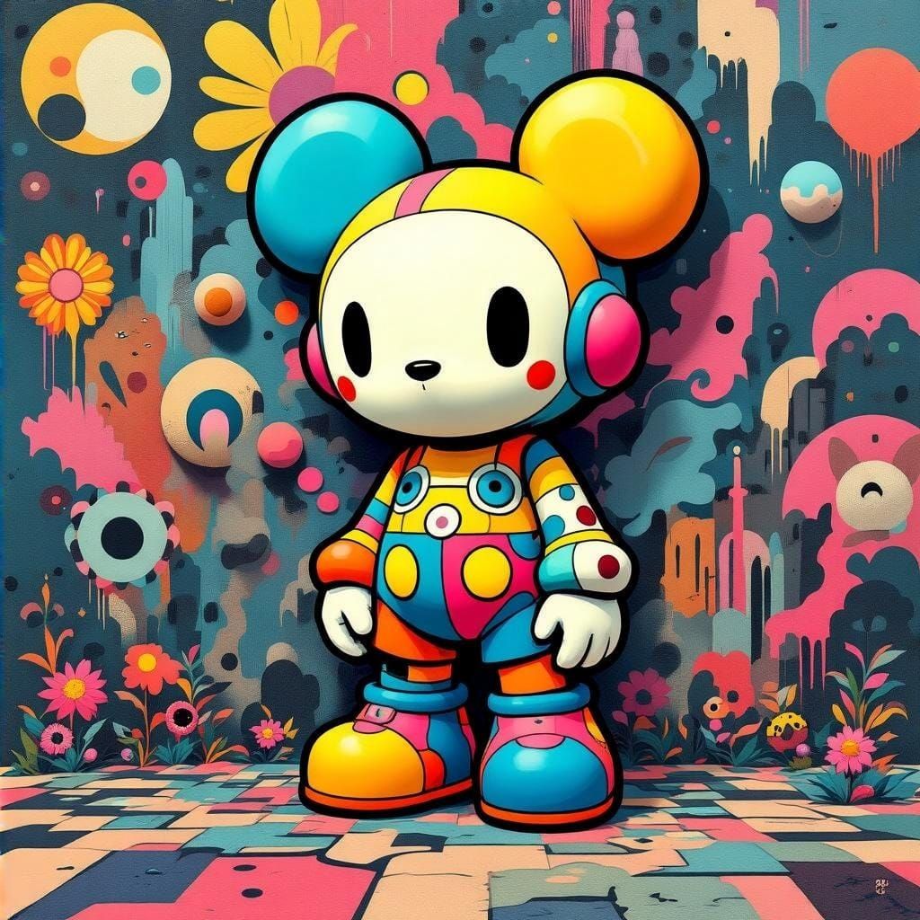 Vibrant Eclectic Art Scene in Pop Art Style