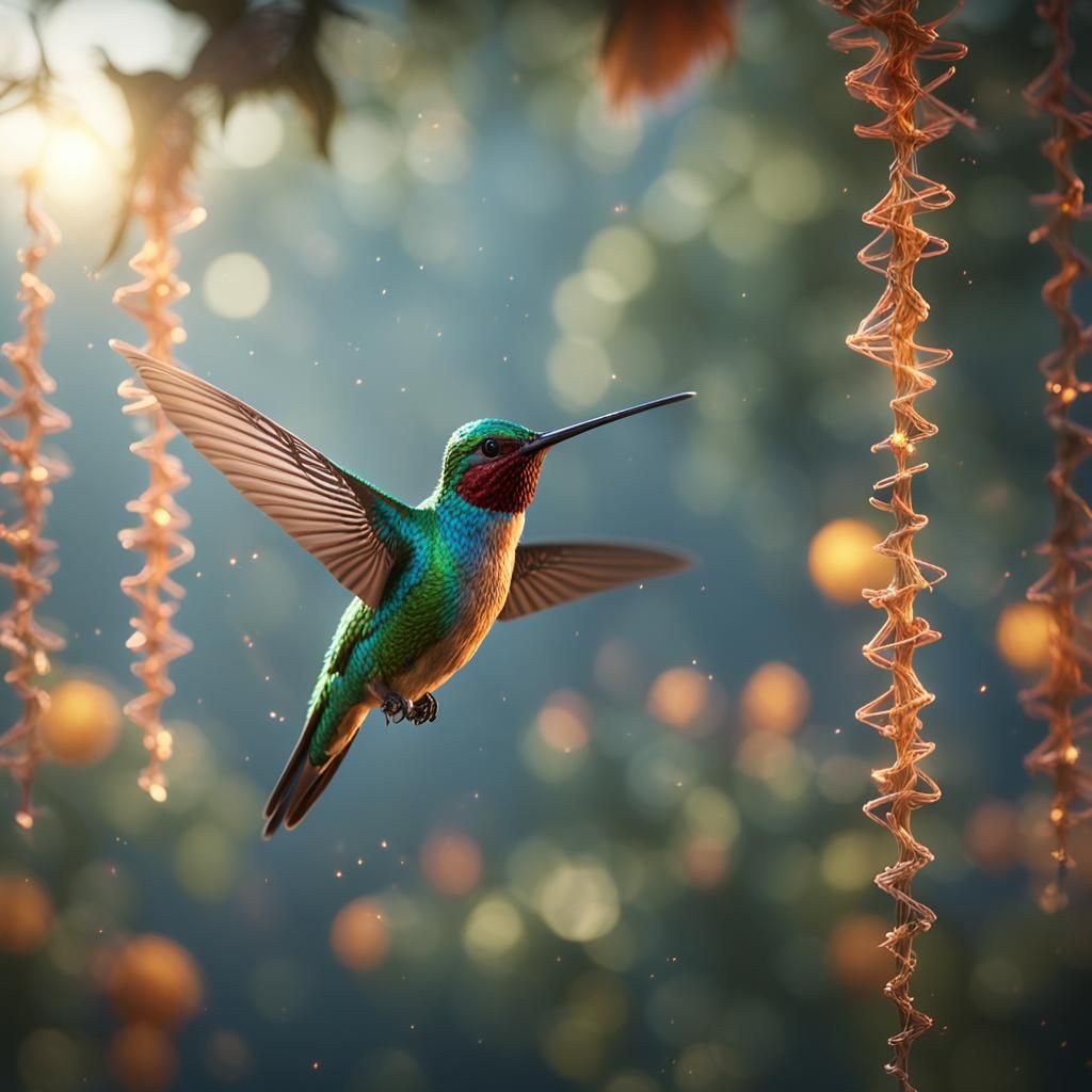Hummingbirds Connected by Gossamer Threads in 3D