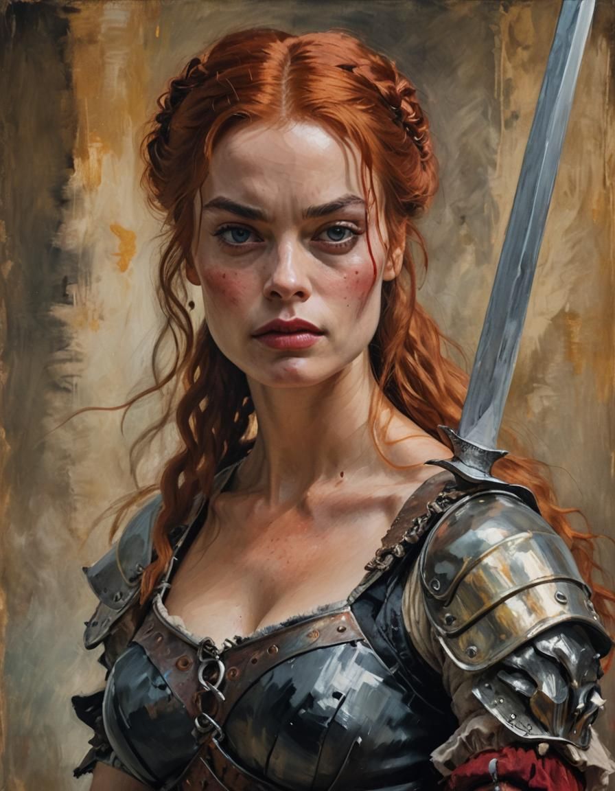 Margot Robbie as Red Sonja in Degas-Inspired Impressionist A...