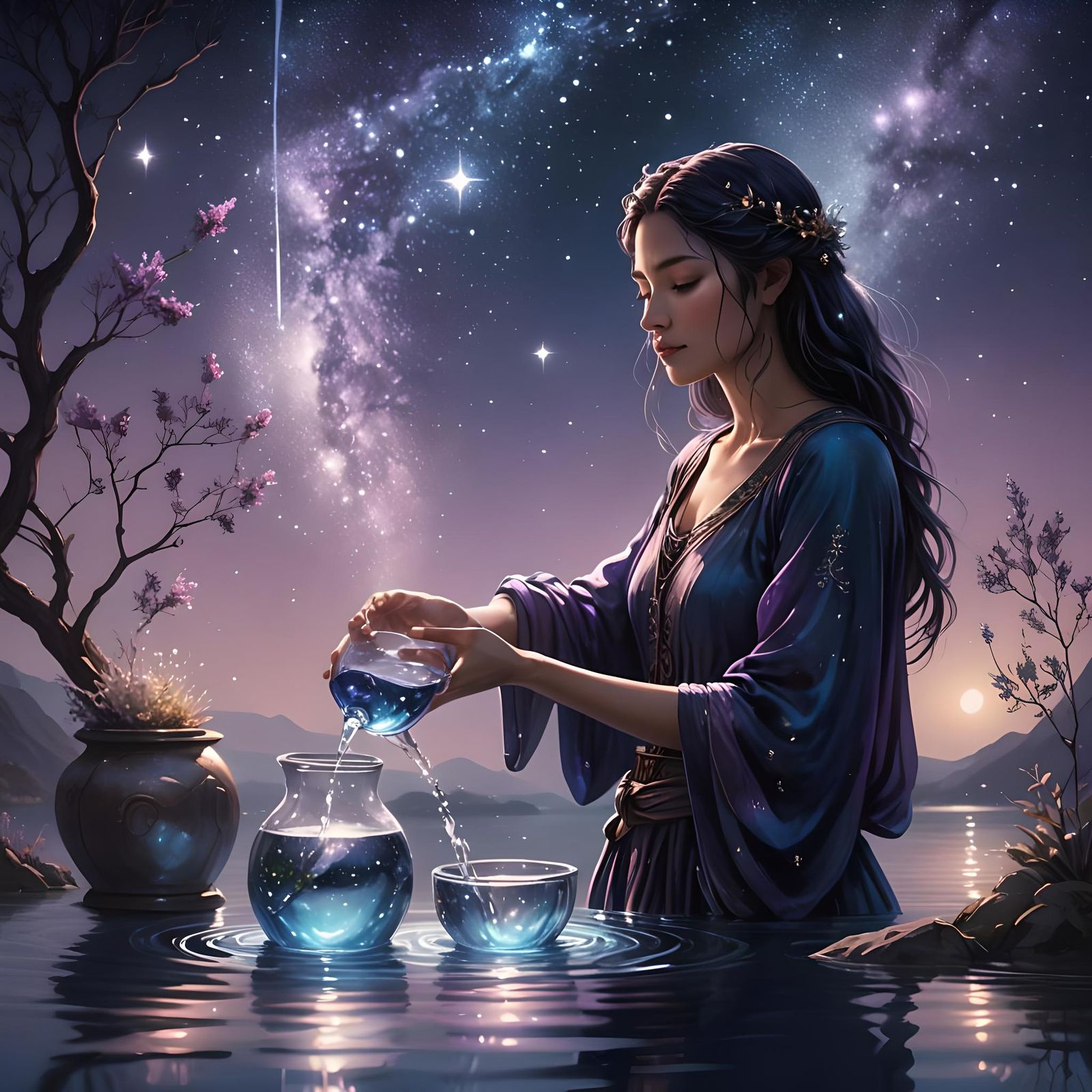 Mystical Star Tarot Card Tableau in Ethereal Light