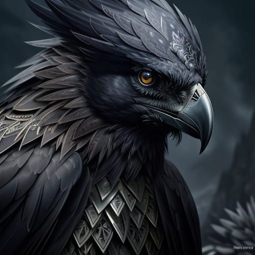 Raven in Dark Battle Dress, Intricate Fantasy Illustration