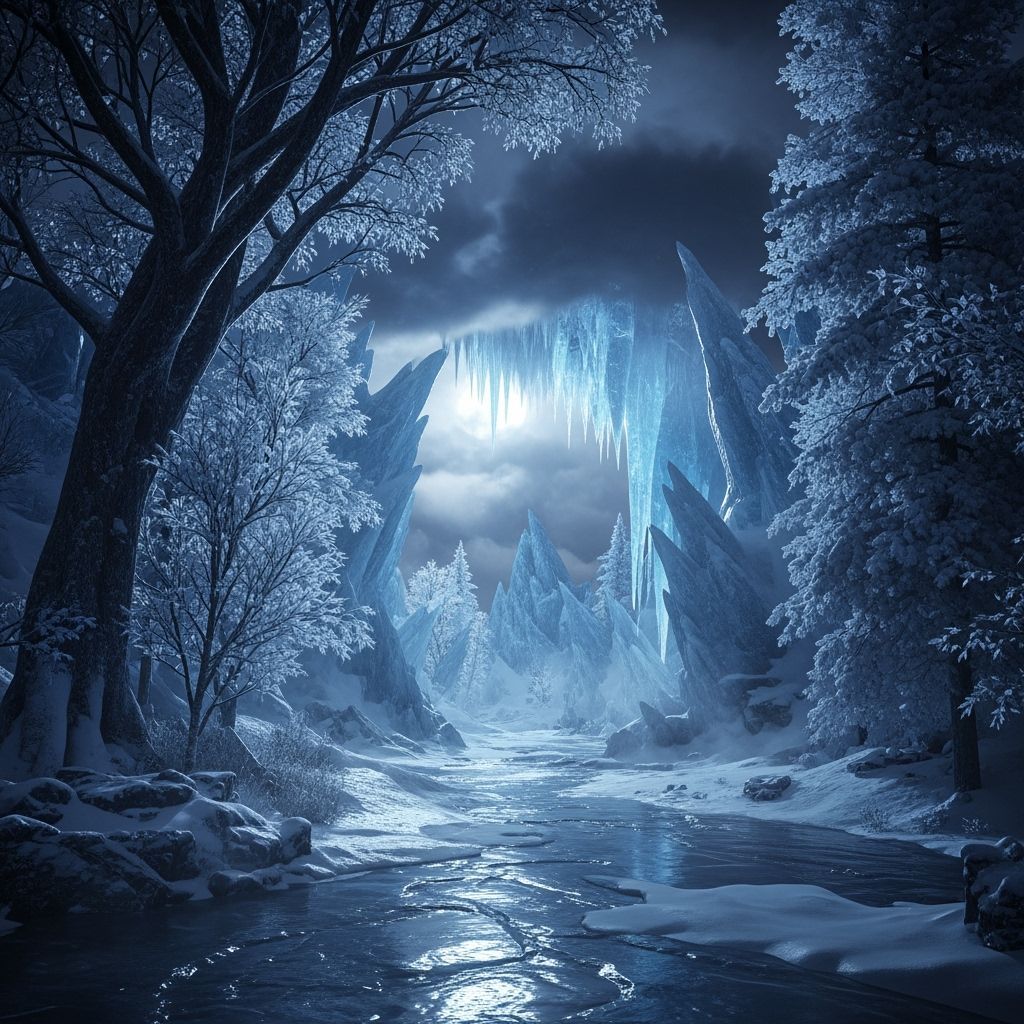 Twilight Frozen Landscape in 3D Game Style