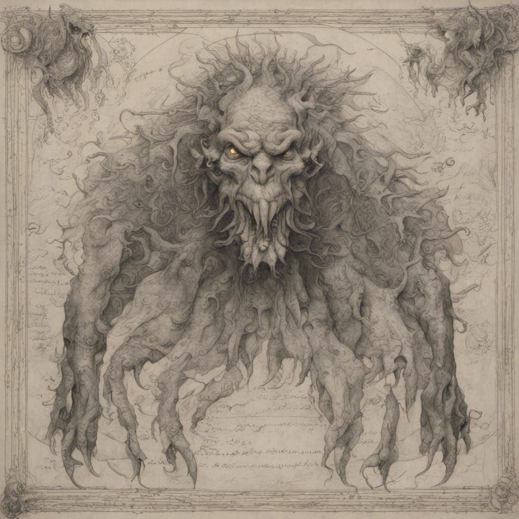 Multi-Limbed Monster Sketch in Doré Style