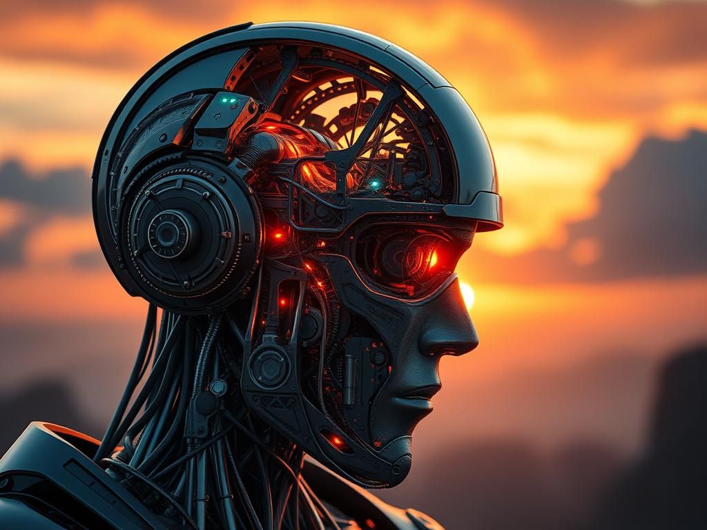 Cyborg's Head: Perpetual Motion Machine at Sunset
