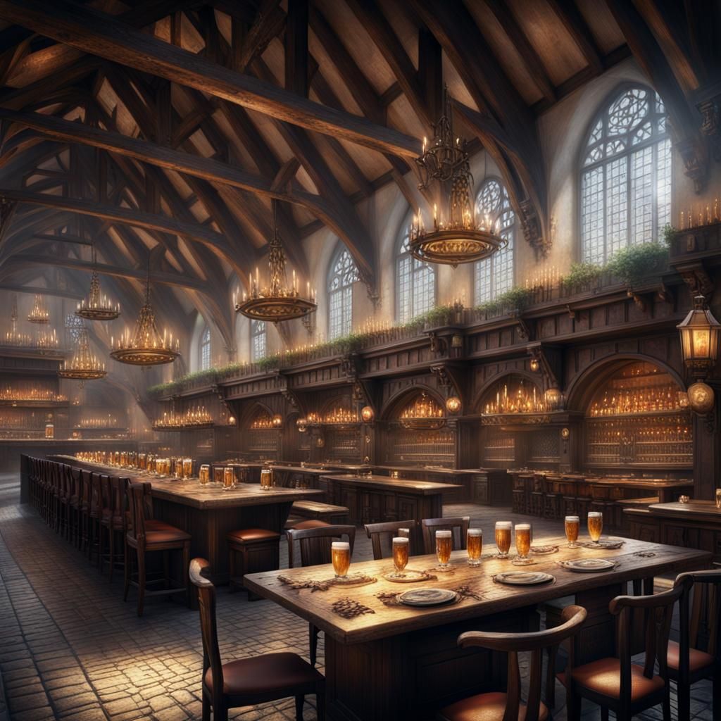 Stunning Medieval German Beer Hall: Digital Matte Painting
