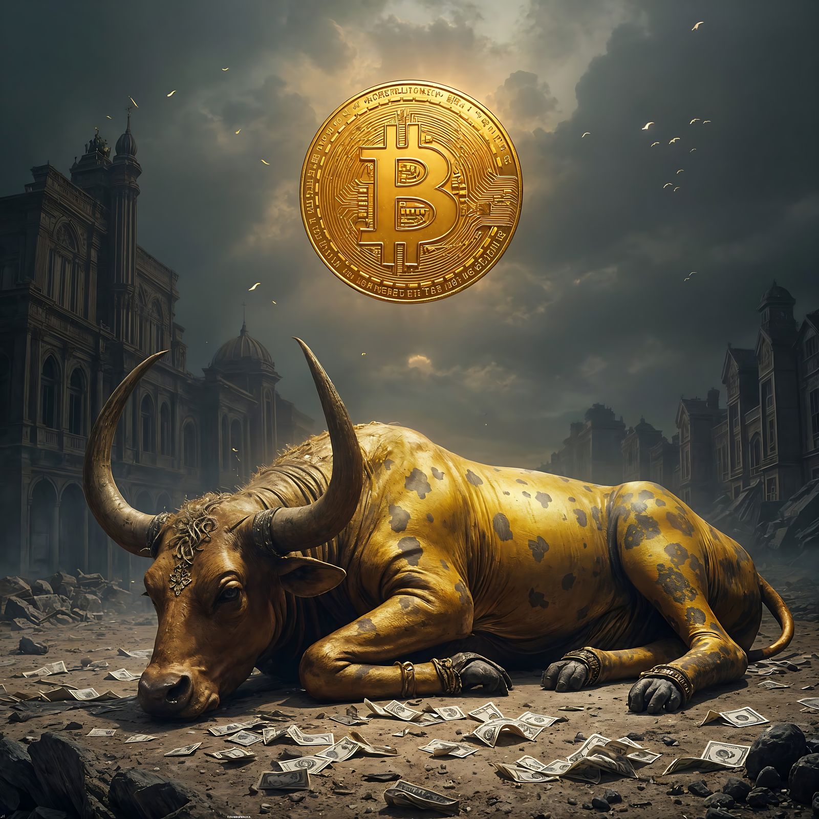 Golden Cow Replaced by Bitcoin in Epic Digital Pai... - AI Art