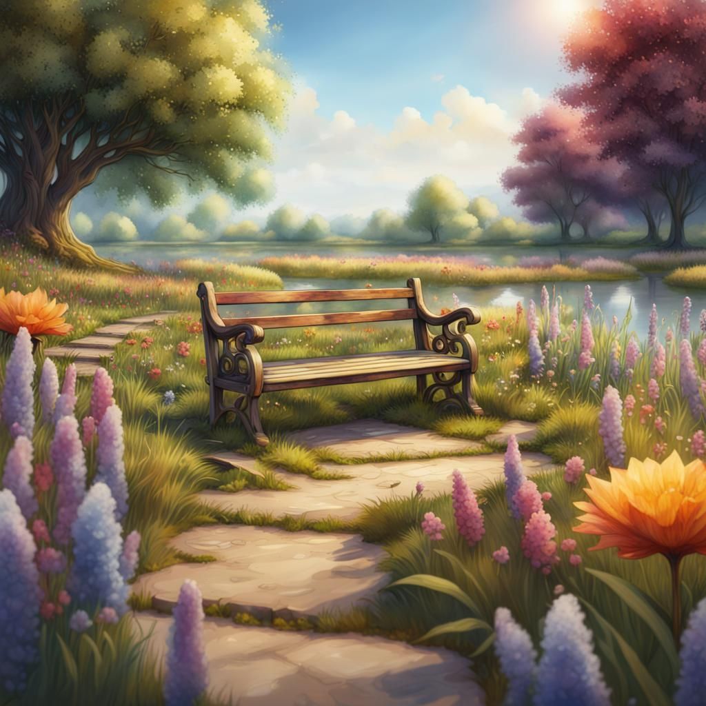 Summer Landscape with Pond: Detailed Watercolor Painting