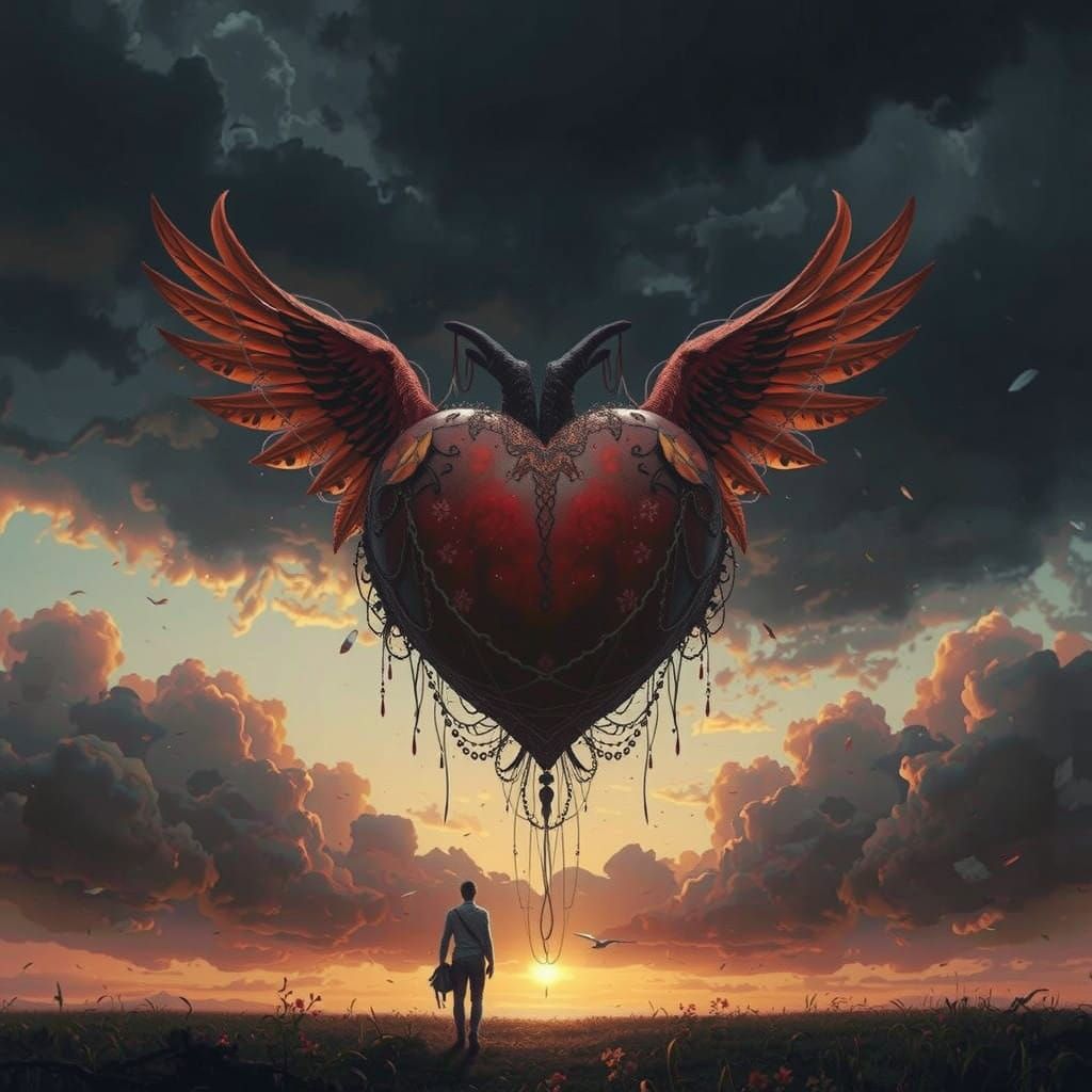 Majestic Heart Suspended in Mid-Air
