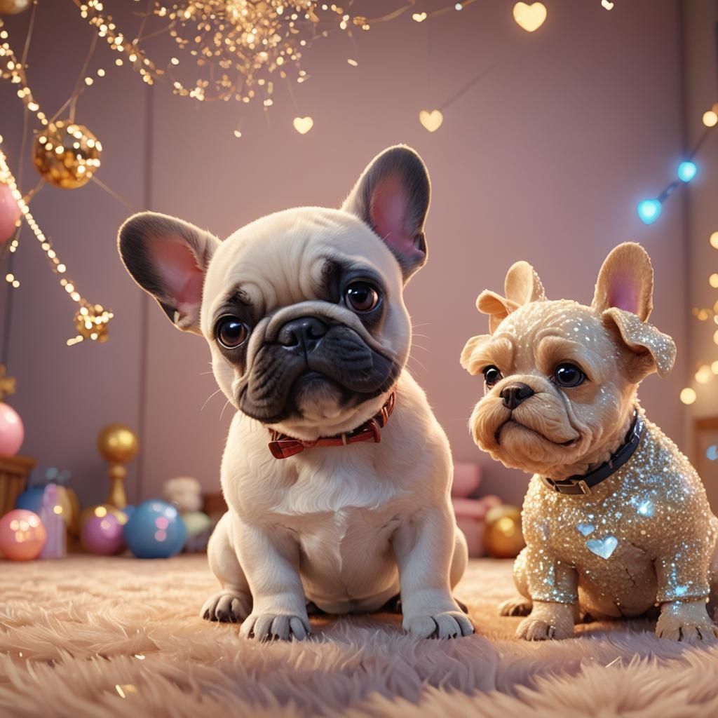French Bulldog's Pixar-Style Romantic Gaze