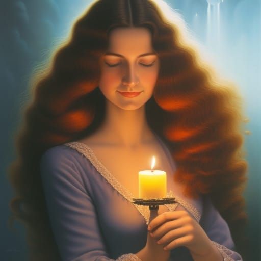 Woman with Candle (Jacek Yerka)