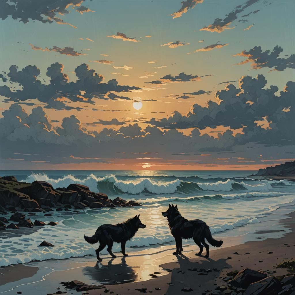 Lycanthrope at Dawn: Gouache Illustration