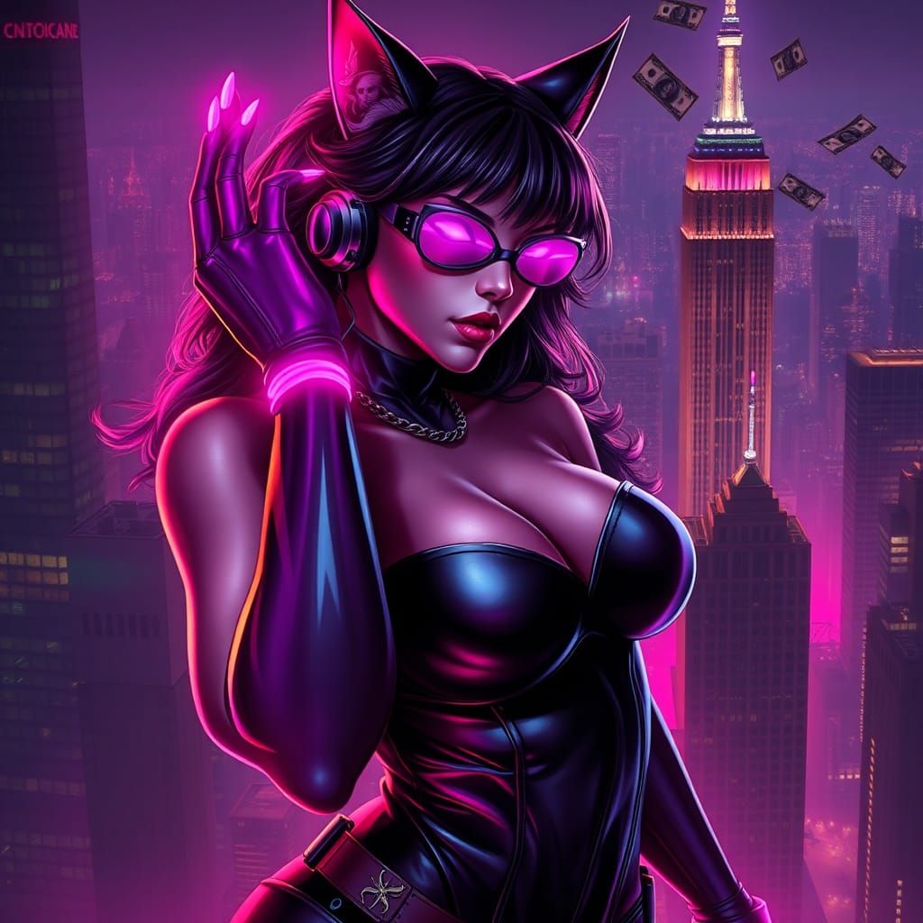 neon magenta gloves as felicia character from game darkstalk...