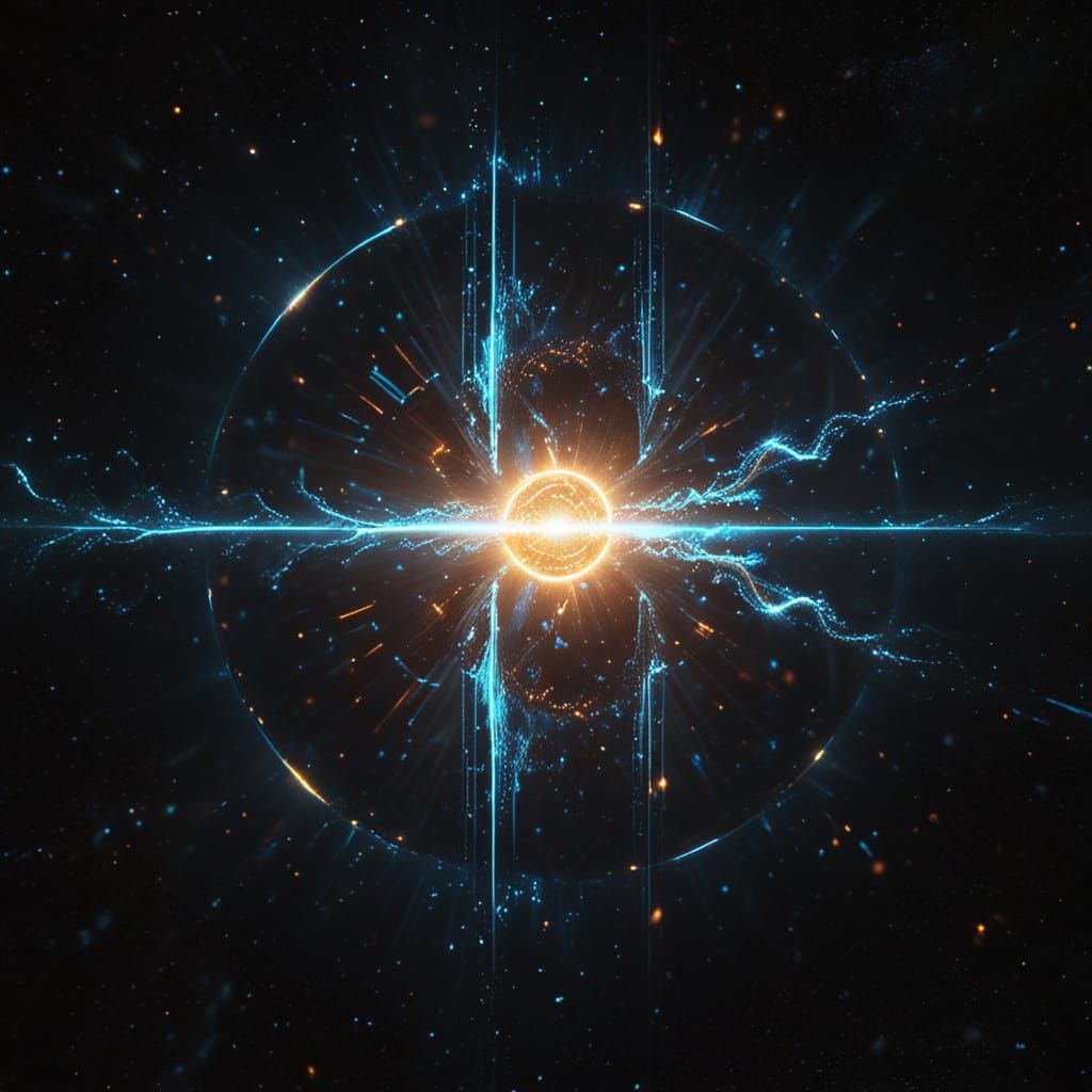 Photon Split in Cosmic Void: Ethereal Digital Art