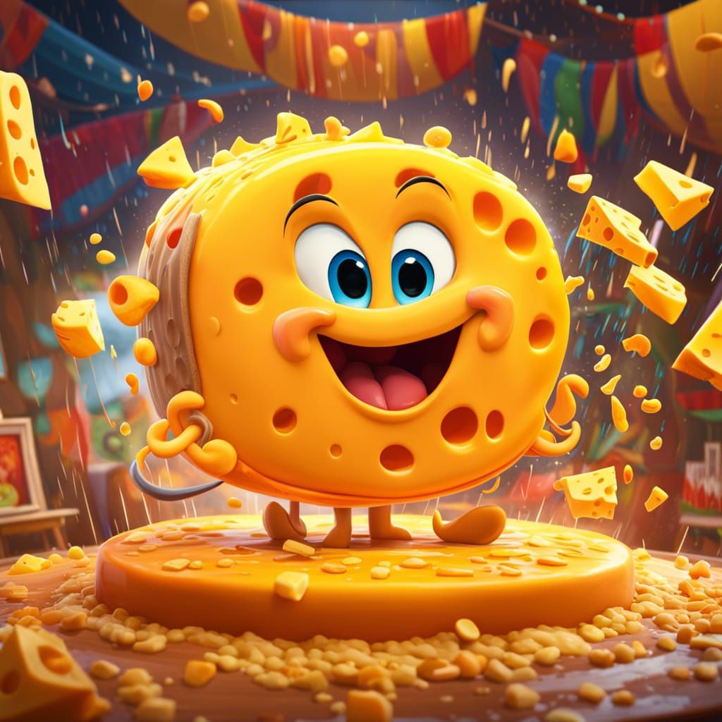 Whimsical Cheese Storm in Animated Style