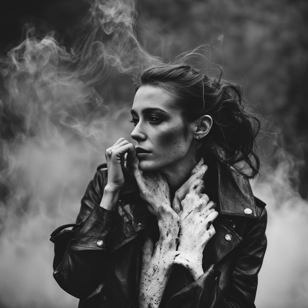 Moody Goth Portrait in Film Noir Style