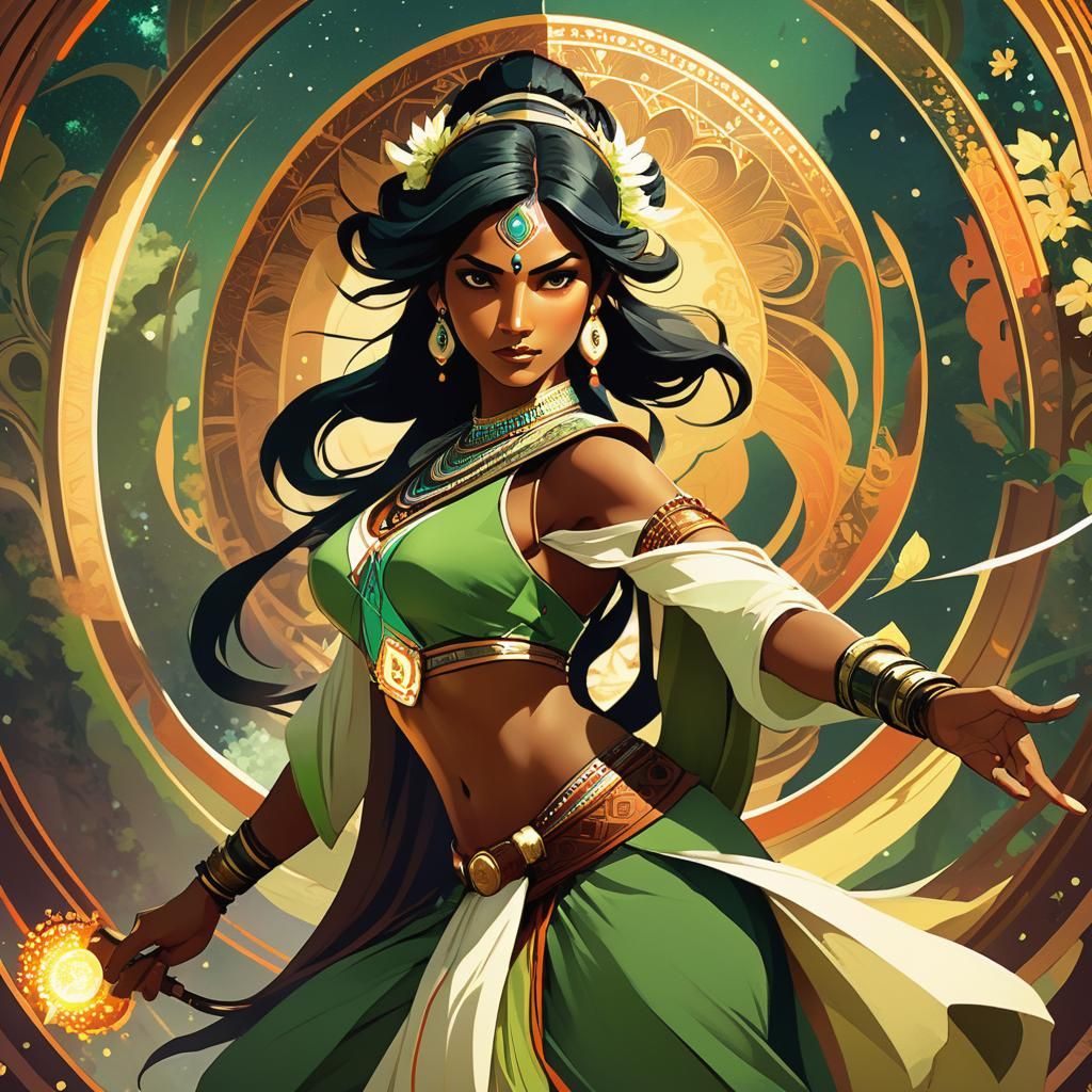 Indian Earth Bender in Art Nouveau Style