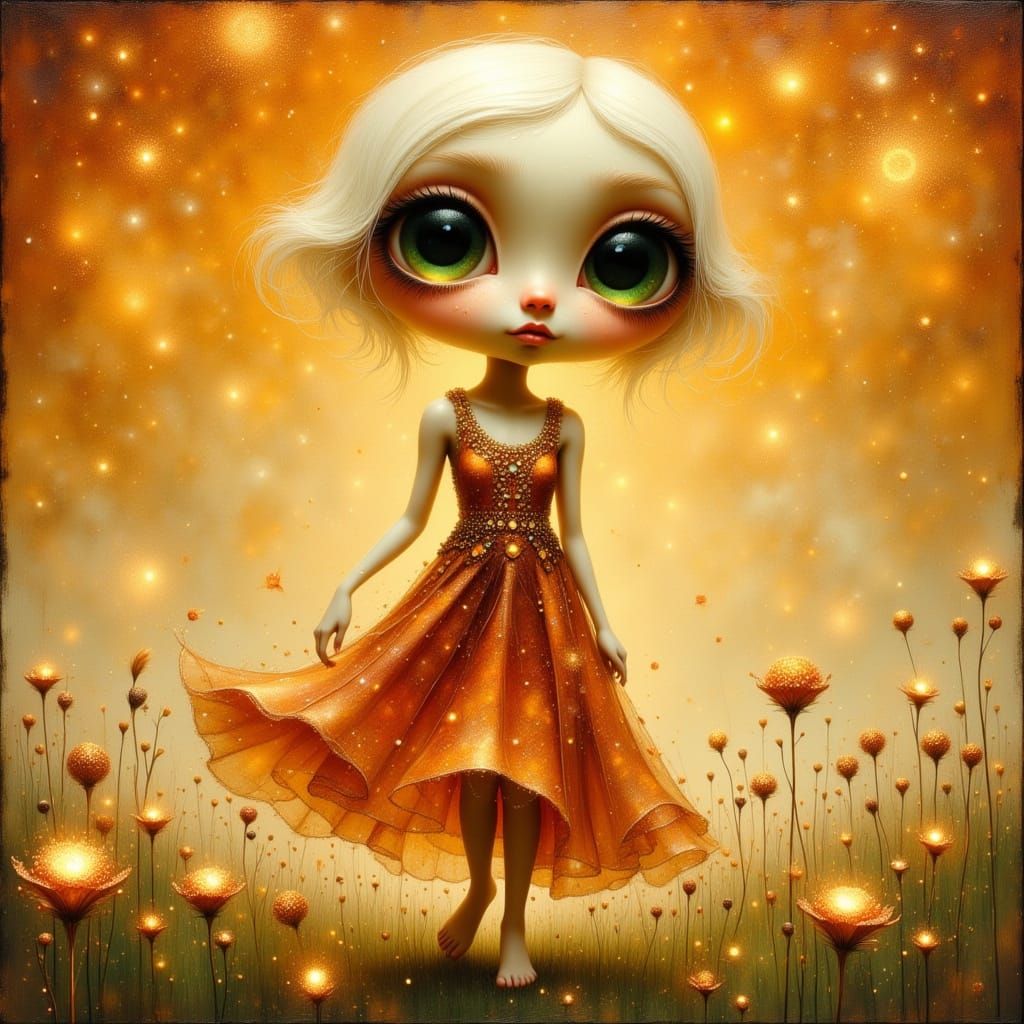 Albino Woman in Art Nouveau Style