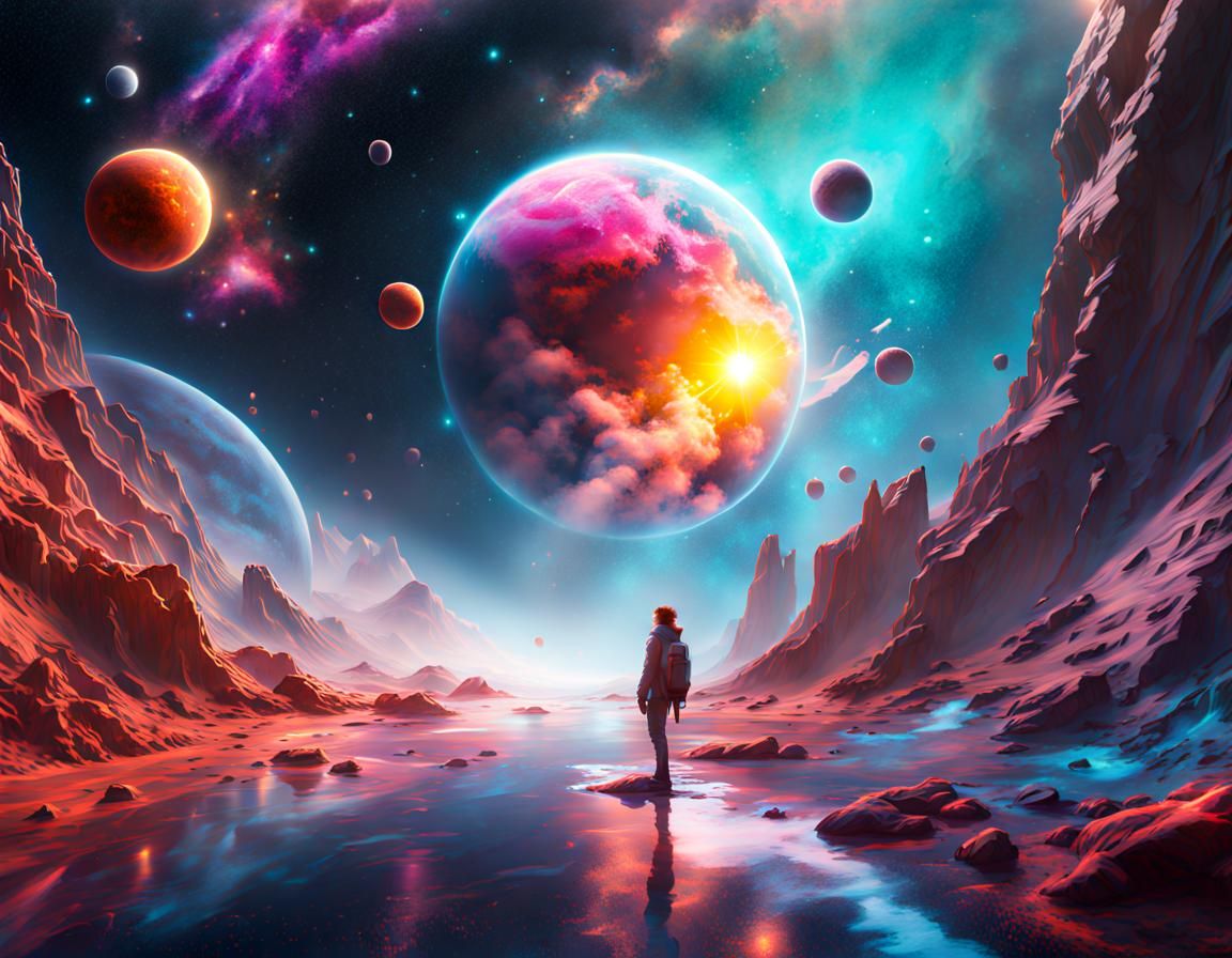 Hyperrealistic Cosmic Bliss in Acrylic Style